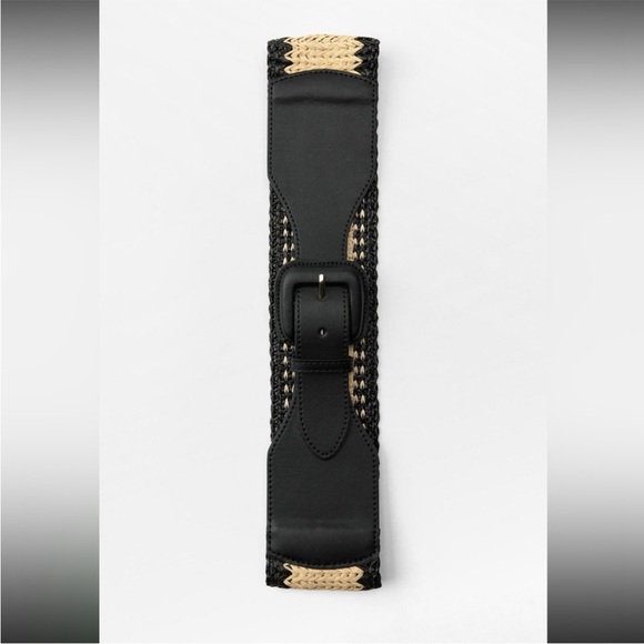 Zara Woven Tan and Black Belt- New! - Picture 5 of 8